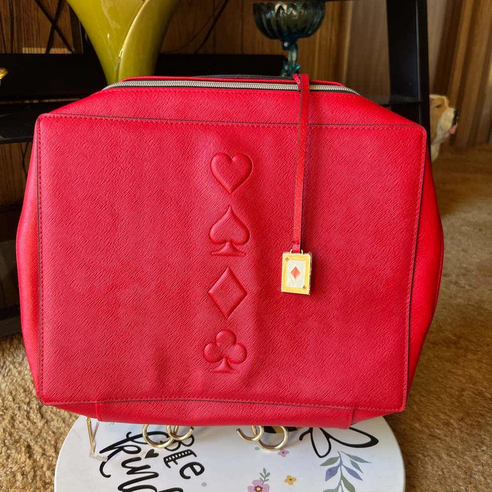 Estee Lauder Makeup Red Case Travel Cosmetics Bag  Playing Cards Poker ♣️ Theme.